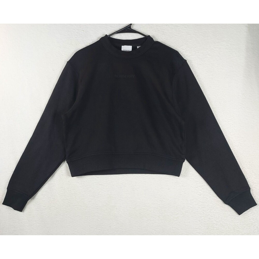 Burberry Black Crewneck Sweatshirt Womens Small Logo ReBurberry NWT